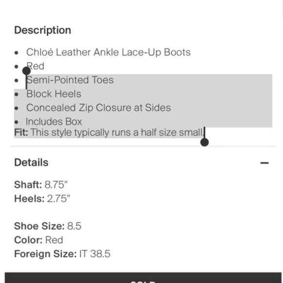 CHLOE Leather Lace-Up Western Boot Heel - Picture 9 of 9